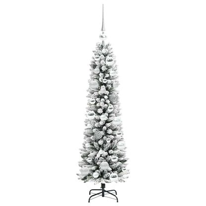 Kunstkerstboom Groen en wit 120 cm PVC en Metaal en Plastic