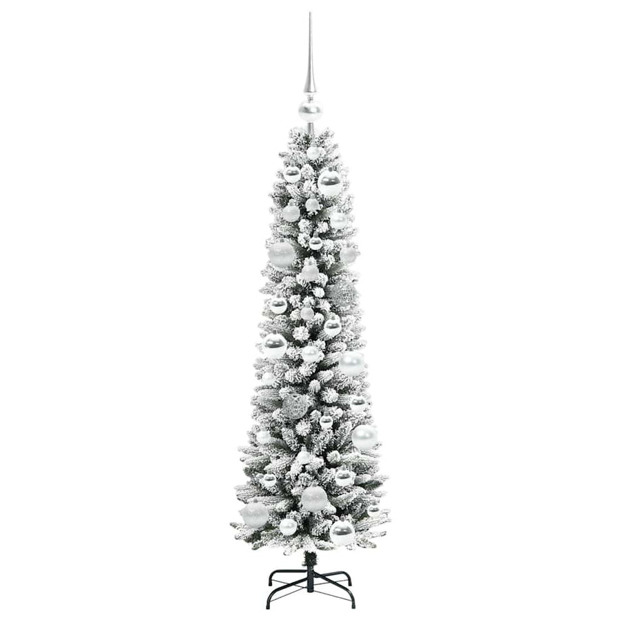 Kunstkerstboom Groen en wit 120 cm PVC en Metaal en Plastic