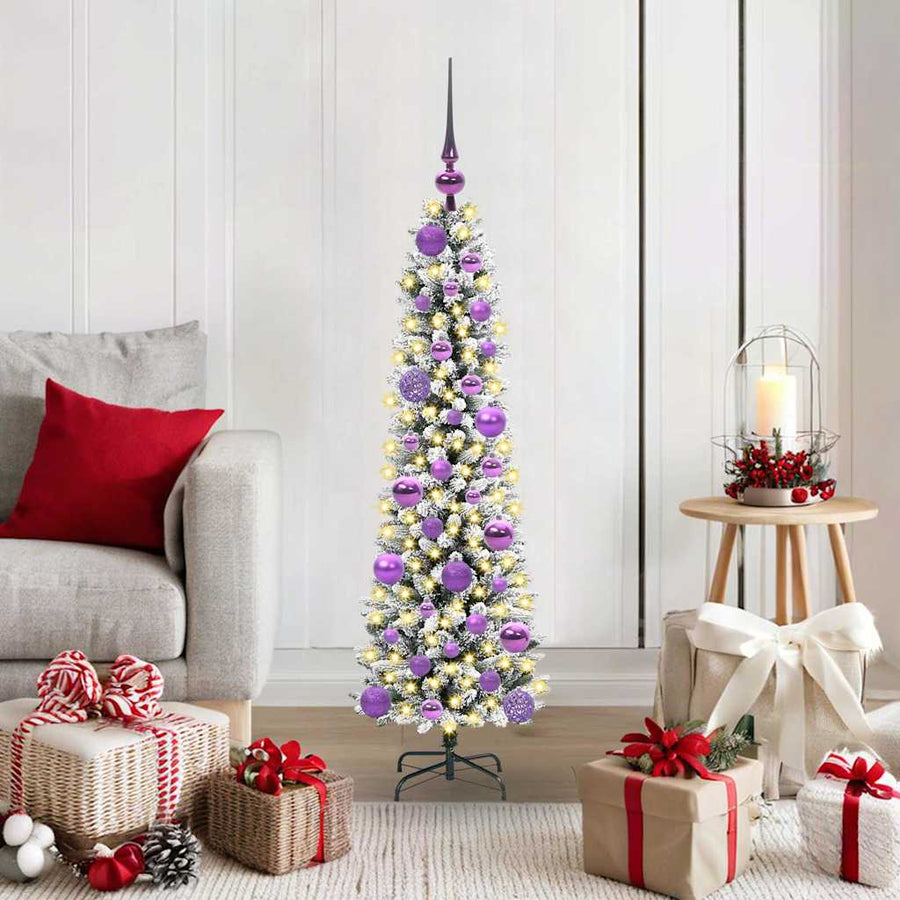 Kunstkerstboom Groen en wit 120 cm PVC en Metaal en Plastic