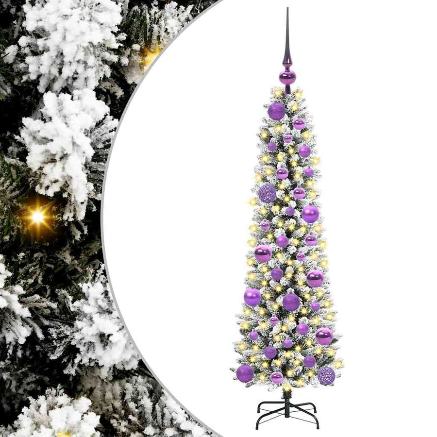 Kunstkerstboom Groen en wit 120 cm PVC en Metaal en Plastic