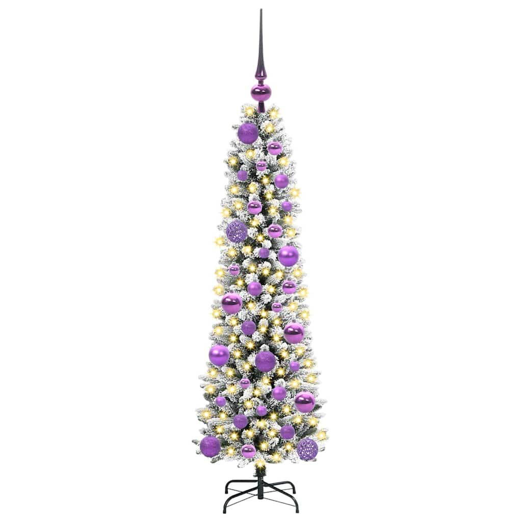 Kunstkerstboom Groen en wit 120 cm PVC en Metaal en Plastic
