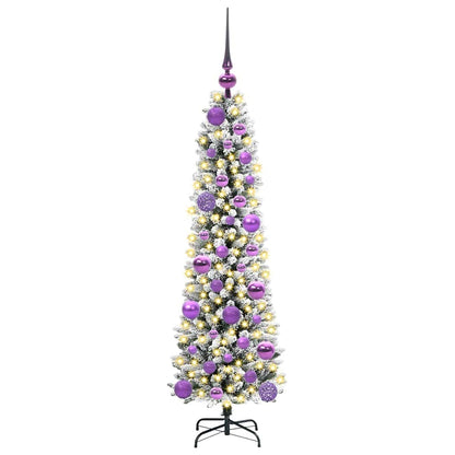 Kunstkerstboom Groen en wit 120 cm PVC en Metaal en Plastic