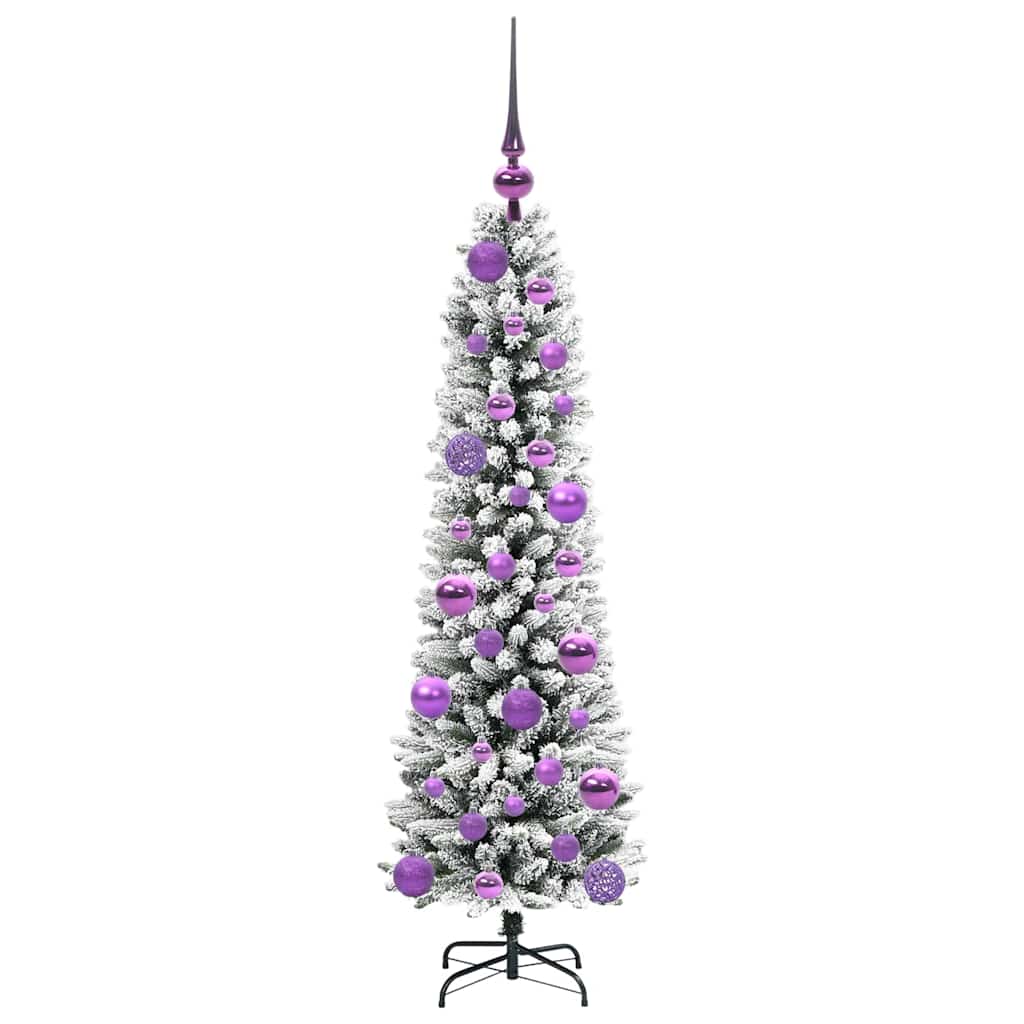 Kunstkerstboom Groen en wit 120 cm PVC en Metaal en Plastic