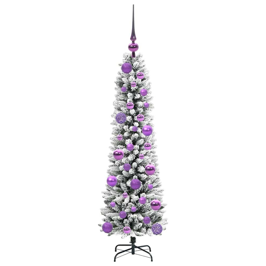 Kunstkerstboom Groen en wit 120 cm PVC en Metaal en Plastic