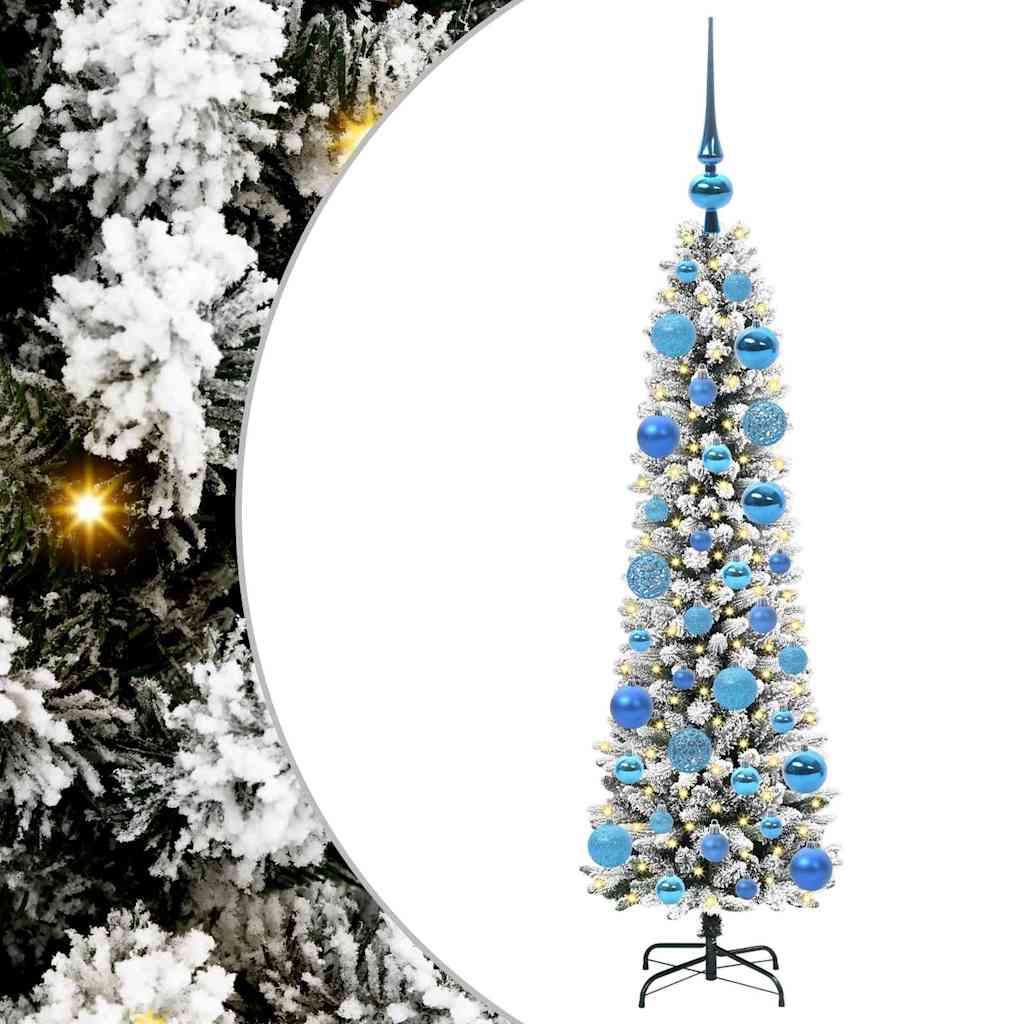 Kunstkerstboom Groen en wit 120 cm PVC en Metaal en Plastic