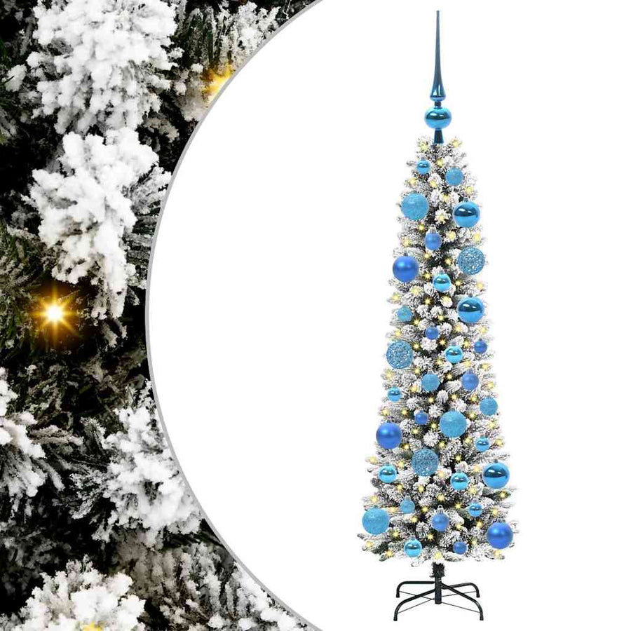 Kunstkerstboom Groen en wit 120 cm PVC en Metaal en Plastic