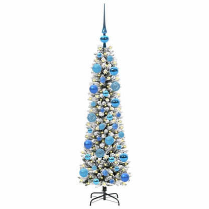 Kunstkerstboom Groen en wit 120 cm PVC en Metaal en Plastic