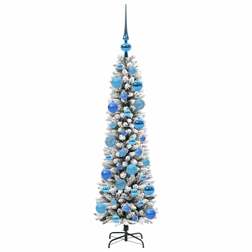 Kunstkerstboom Groen en wit 120 cm PVC en Metaal en Plastic