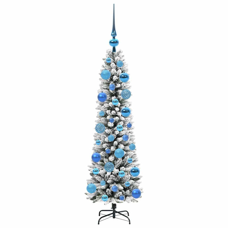 Kunstkerstboom Groen en wit 120 cm PVC en Metaal en Plastic
