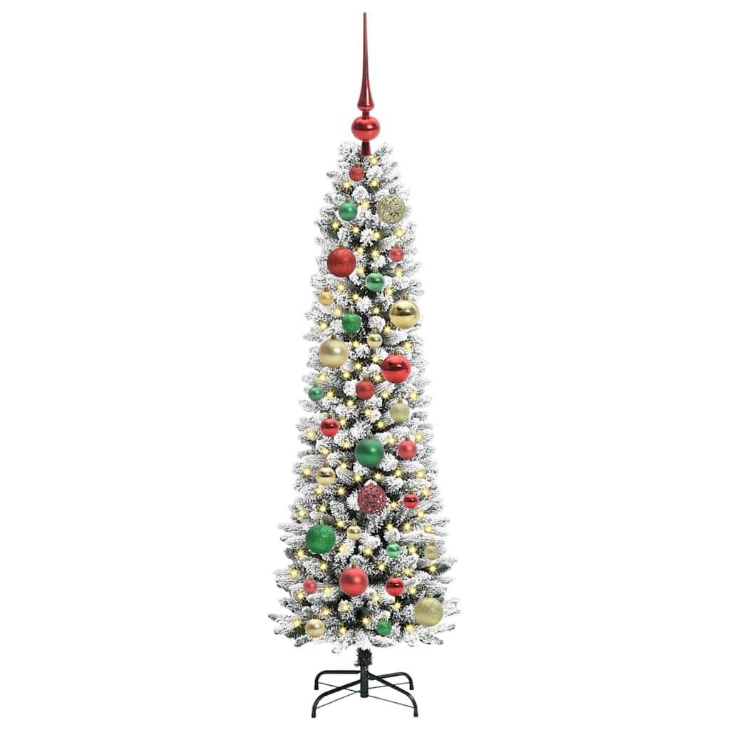 Kunstkerstboom Groen en wit 120 cm PVC en Metaal en Plastic