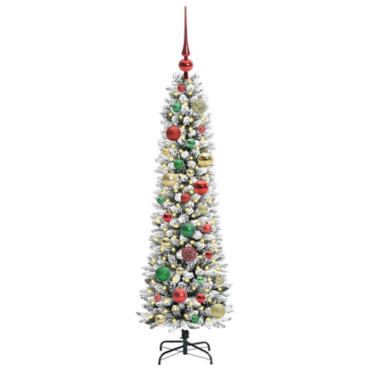 Kunstkerstboom Groen en wit 120 cm PVC en Metaal en Plastic