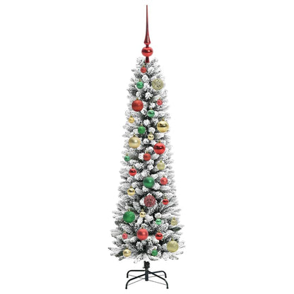 Kunstkerstboom Groen en wit 120 cm PVC en Metaal en Plastic
