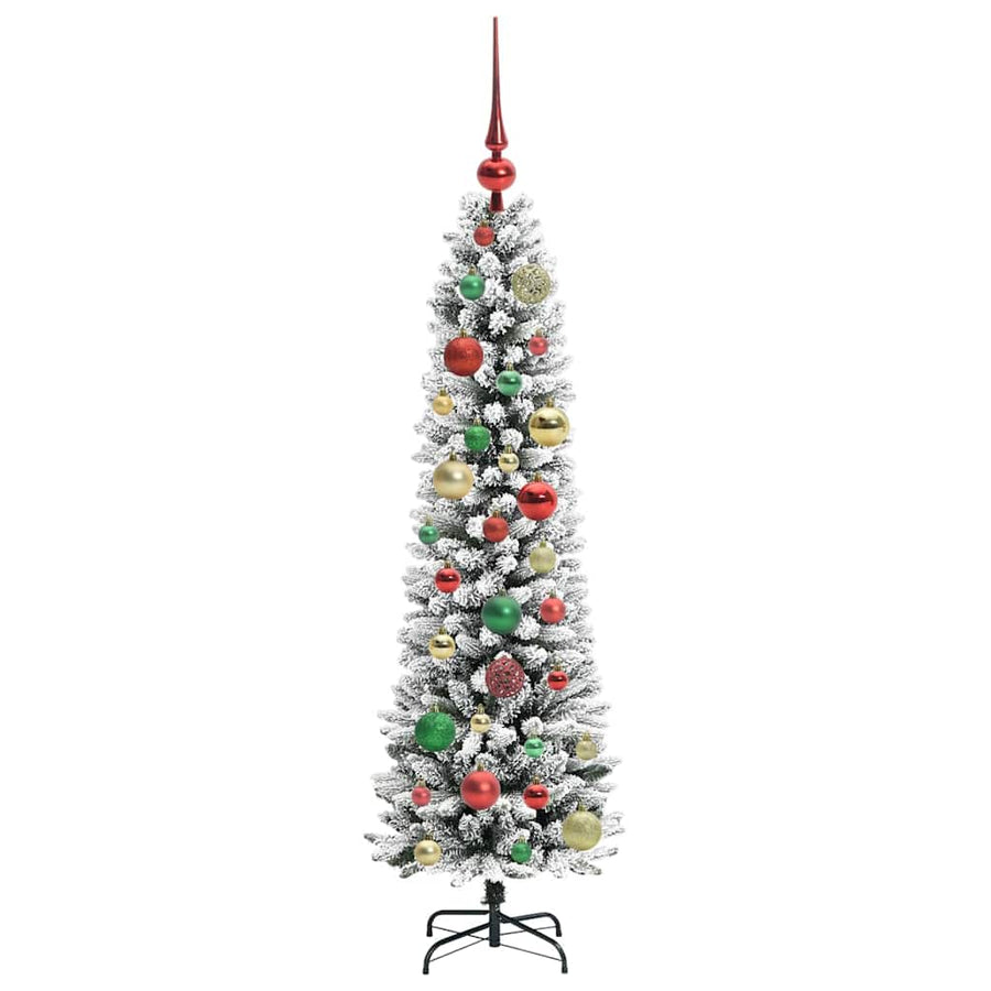 Kunstkerstboom Groen en wit 120 cm PVC en Metaal en Plastic