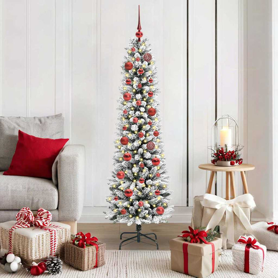 Kunstkerstboom Groen en wit 150 cm PVC en Metaal en Plastic