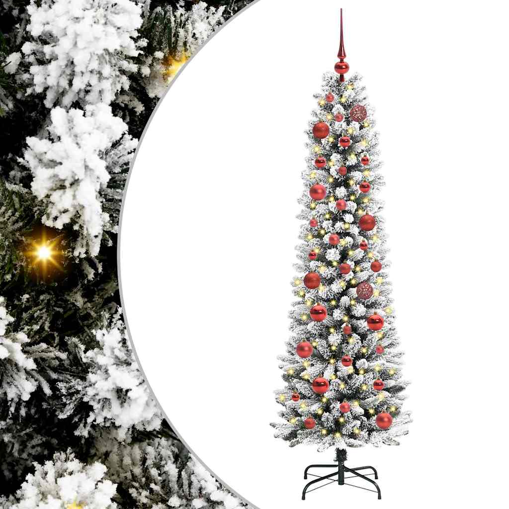 Kunstkerstboom Groen en wit 150 cm PVC en Metaal en Plastic