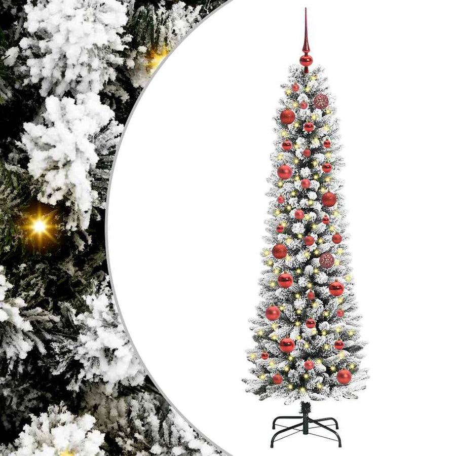 Kunstkerstboom Groen en wit 150 cm PVC en Metaal en Plastic