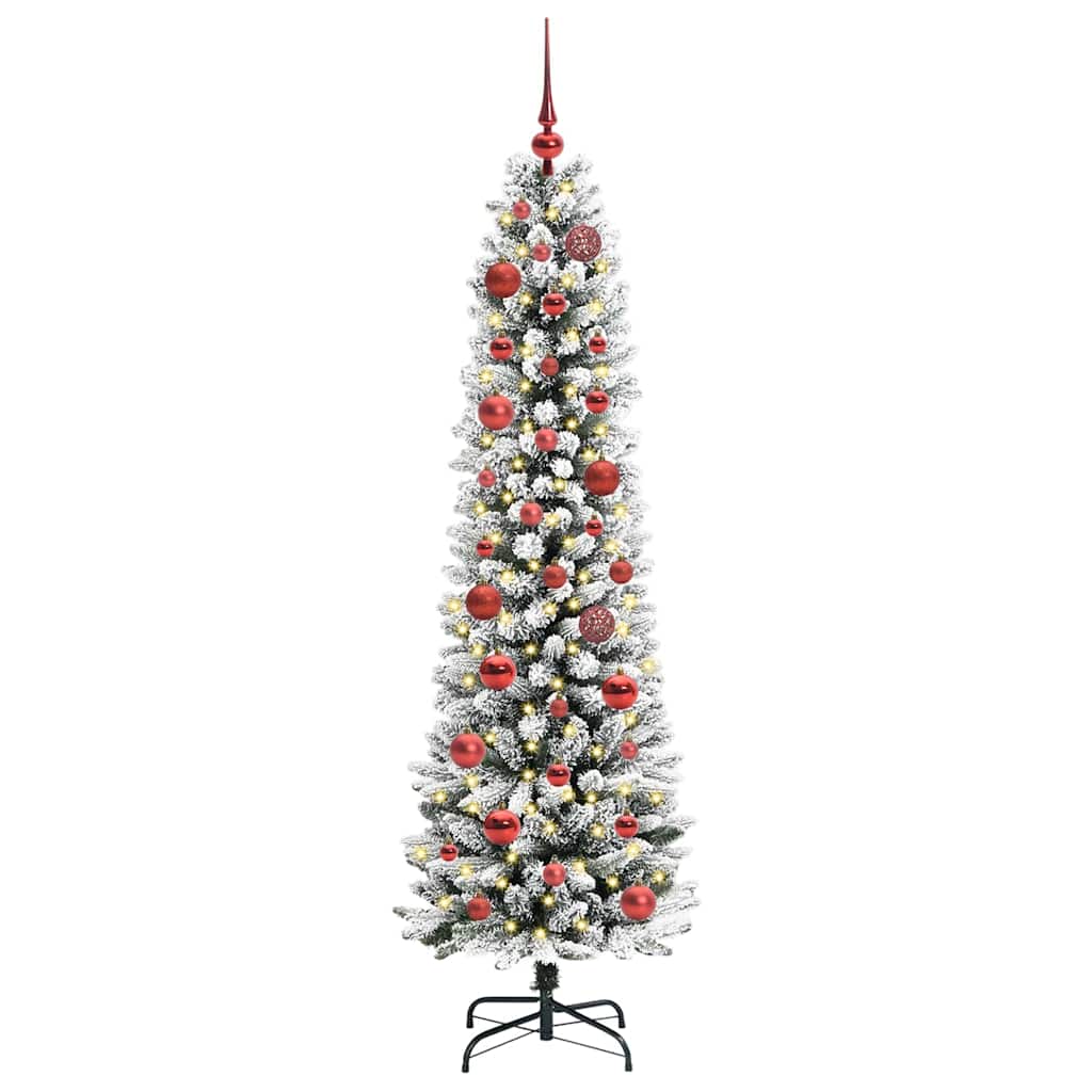 Kunstkerstboom Groen en wit 150 cm PVC en Metaal en Plastic