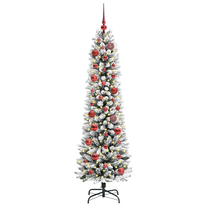 Kunstkerstboom Groen en wit 150 cm PVC en Metaal en Plastic