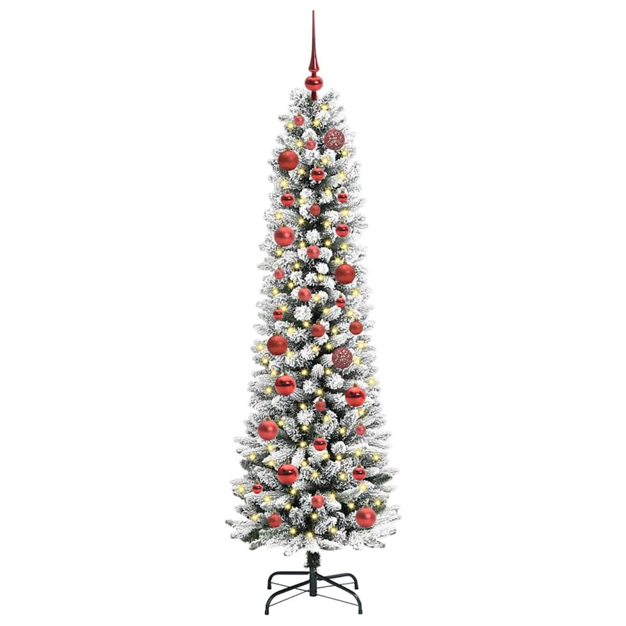 Kunstkerstboom Groen en wit 150 cm PVC en Metaal en Plastic