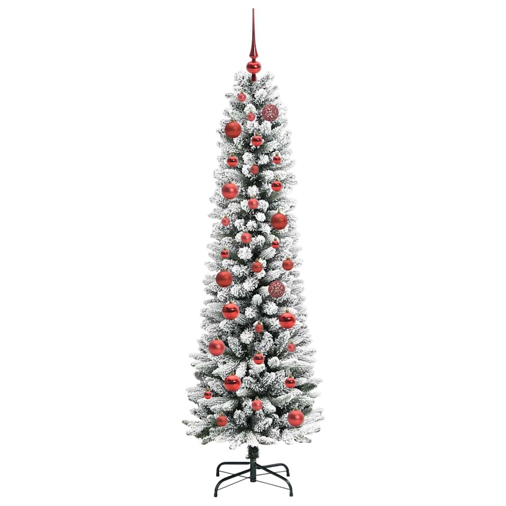 Kunstkerstboom Groen en wit 150 cm PVC en Metaal en Plastic