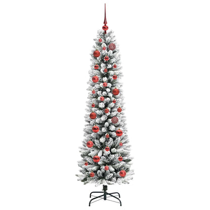 Kunstkerstboom Groen en wit 150 cm PVC en Metaal en Plastic