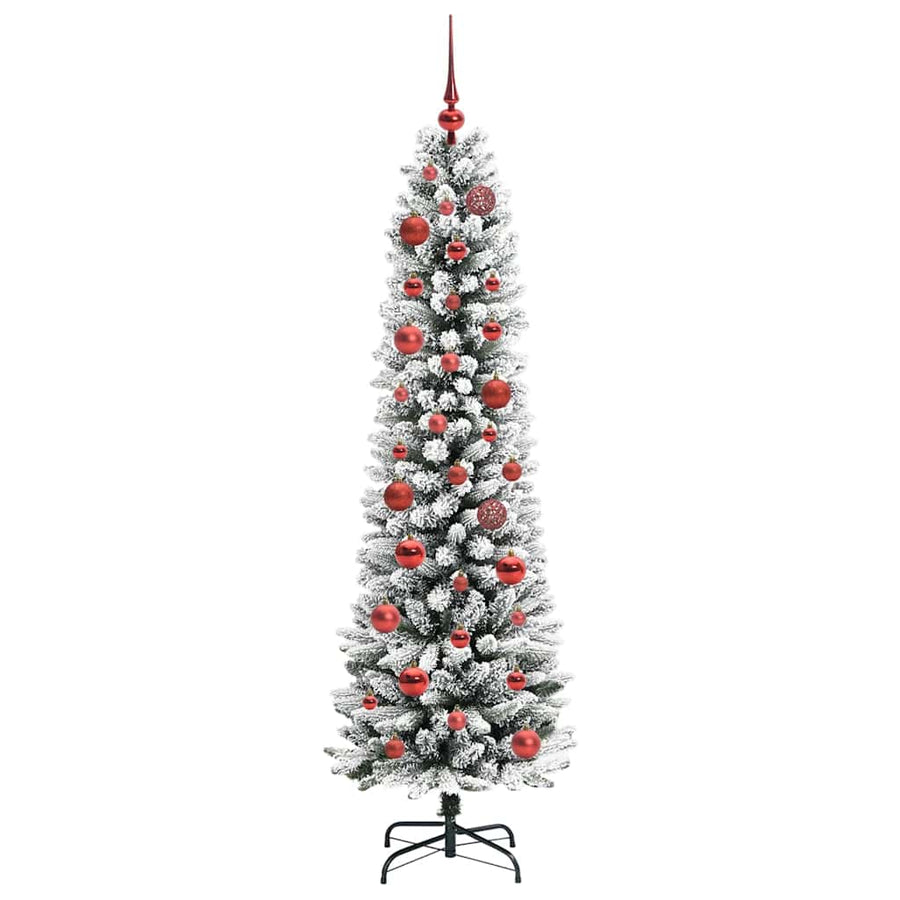 Kunstkerstboom Groen en wit 150 cm PVC en Metaal en Plastic