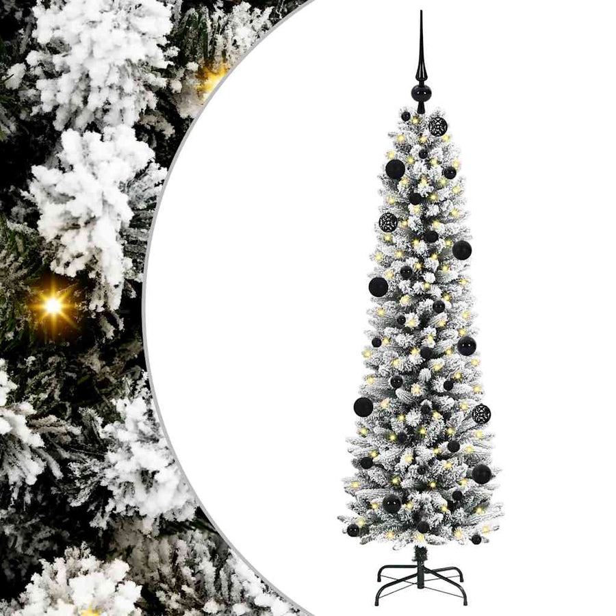 Kunstkerstboom Groen en wit 150 cm PVC en Metaal en Plastic