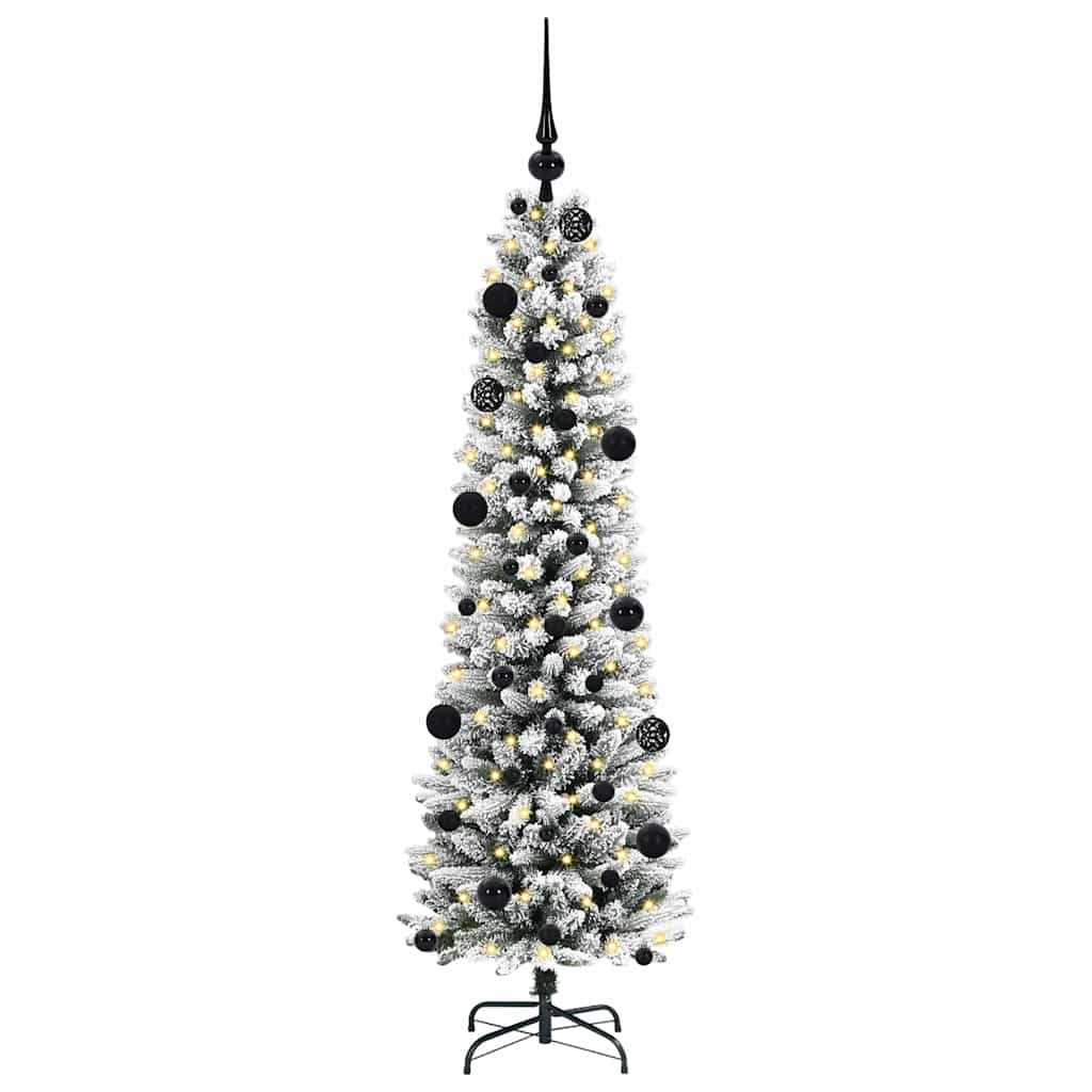 Kunstkerstboom Groen en wit 150 cm PVC en Metaal en Plastic