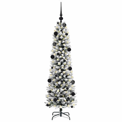 Kunstkerstboom Groen en wit 150 cm PVC en Metaal en Plastic
