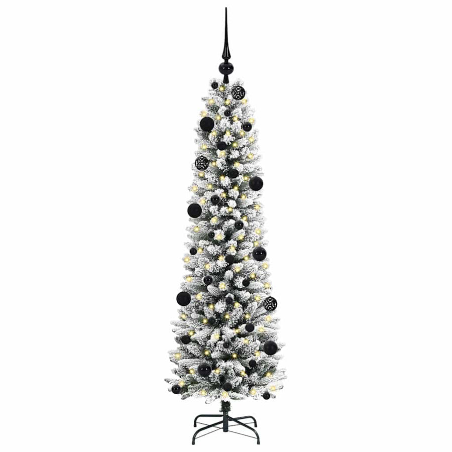 Kunstkerstboom Groen en wit 150 cm PVC en Metaal en Plastic