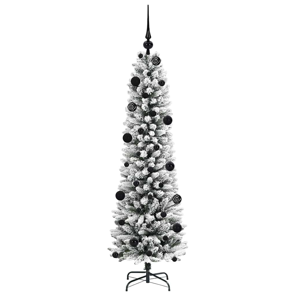 Kunstkerstboom Groen en wit 150 cm PVC en Metaal en Plastic