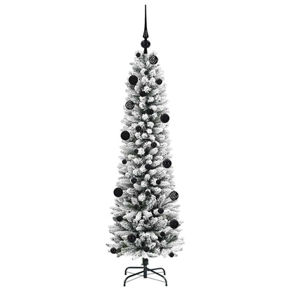Kunstkerstboom Groen en wit 150 cm PVC en Metaal en Plastic