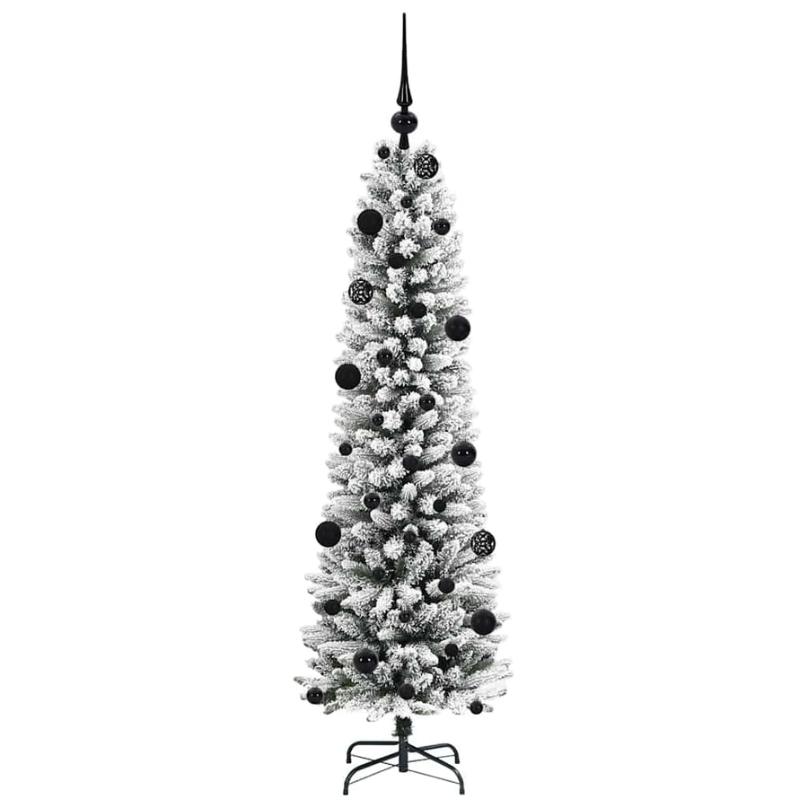 Kunstkerstboom Groen en wit 150 cm PVC en Metaal en Plastic