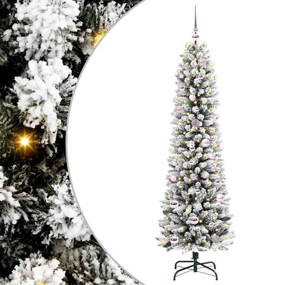 Kunstkerstboom Groen en wit 150 cm PVC en Metaal en Plastic