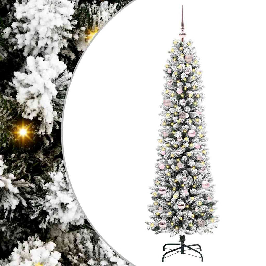 Kunstkerstboom Groen en wit 150 cm PVC en Metaal en Plastic