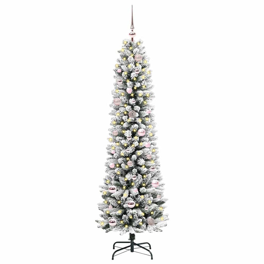 Kunstkerstboom Groen en wit 150 cm PVC en Metaal en Plastic