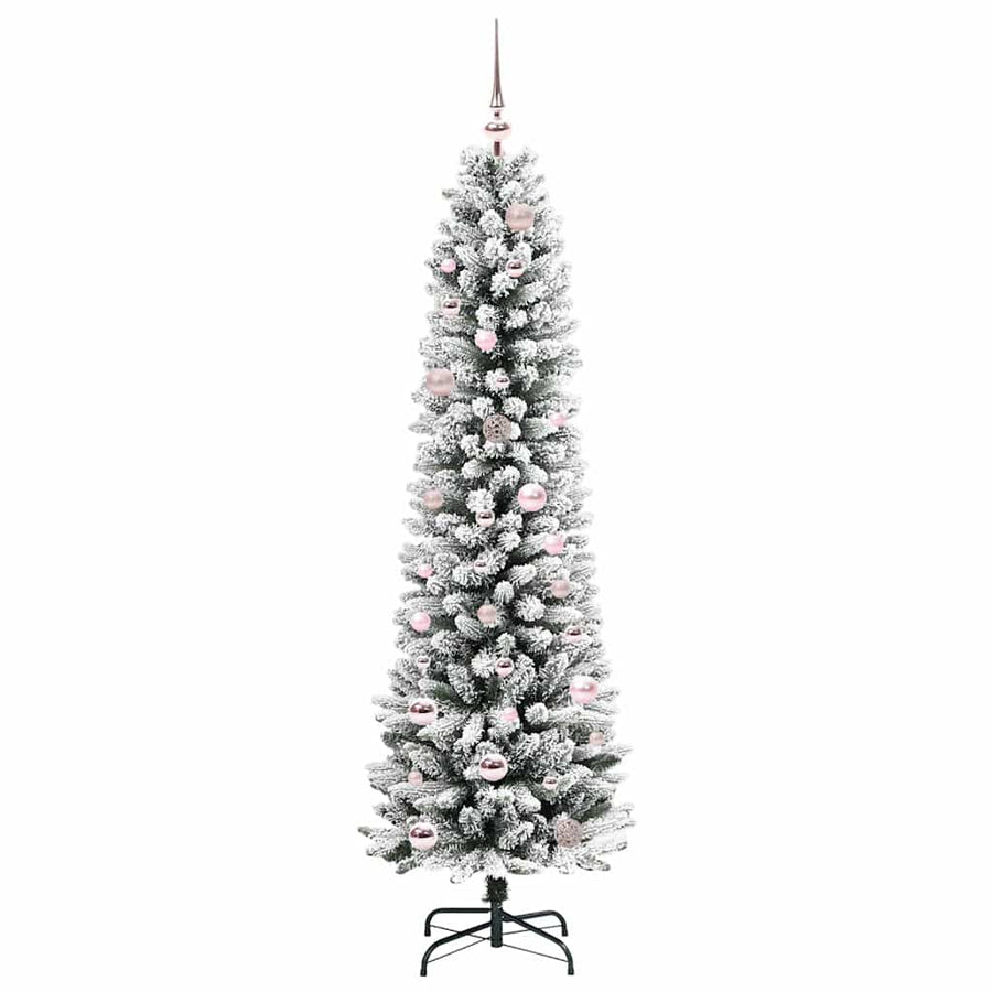 Kunstkerstboom Groen en wit 150 cm PVC en Metaal en Plastic