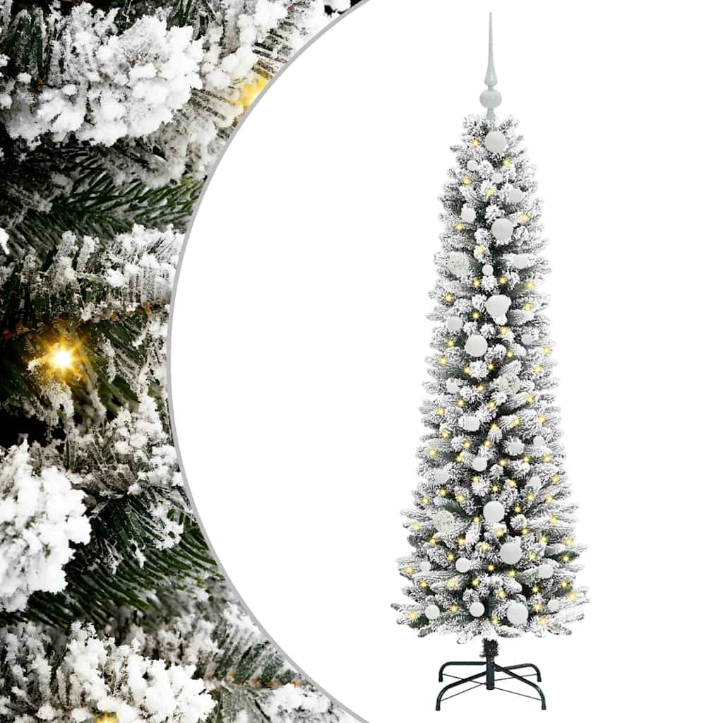 Kunstkerstboom Groen en wit 150 cm PVC en Metaal en Plastic