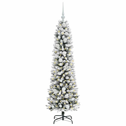 Kunstkerstboom Groen en wit 150 cm PVC en Metaal en Plastic