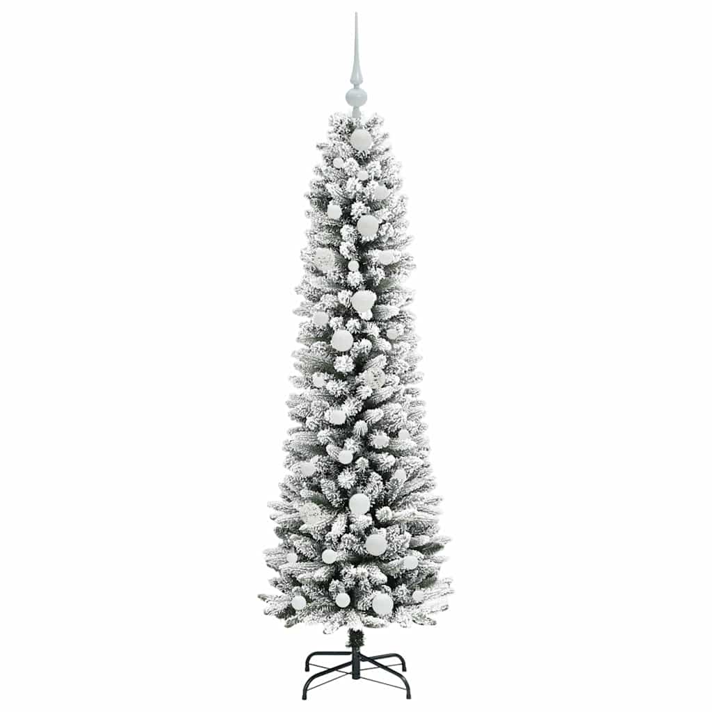Kunstkerstboom Groen en wit 150 cm PVC en Metaal en Plastic