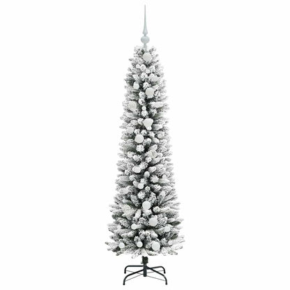 Kunstkerstboom Groen en wit 150 cm PVC en Metaal en Plastic