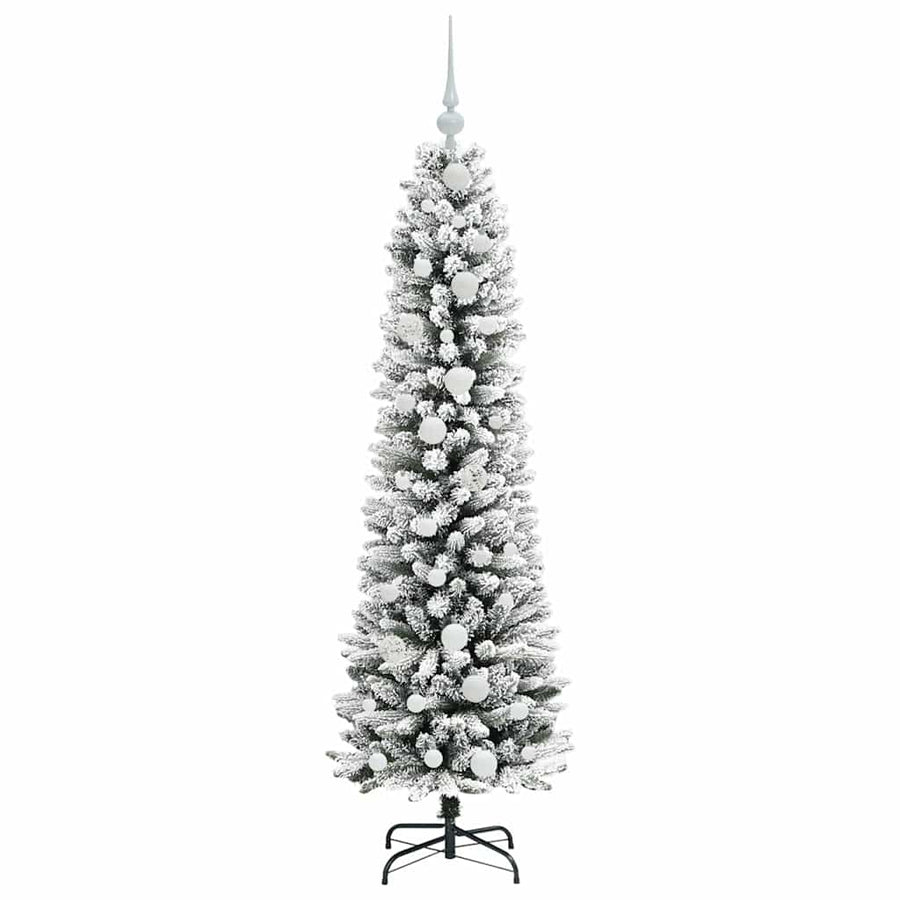 Kunstkerstboom Groen en wit 150 cm PVC en Metaal en Plastic
