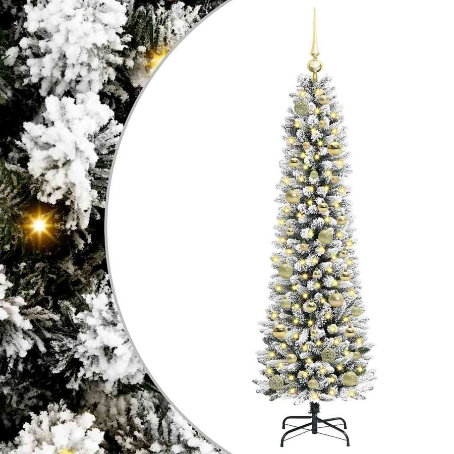 Kunstkerstboom Groen en wit 150 cm PVC en Metaal en Plastic