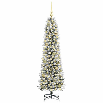 Kunstkerstboom Groen en wit 150 cm PVC en Metaal en Plastic