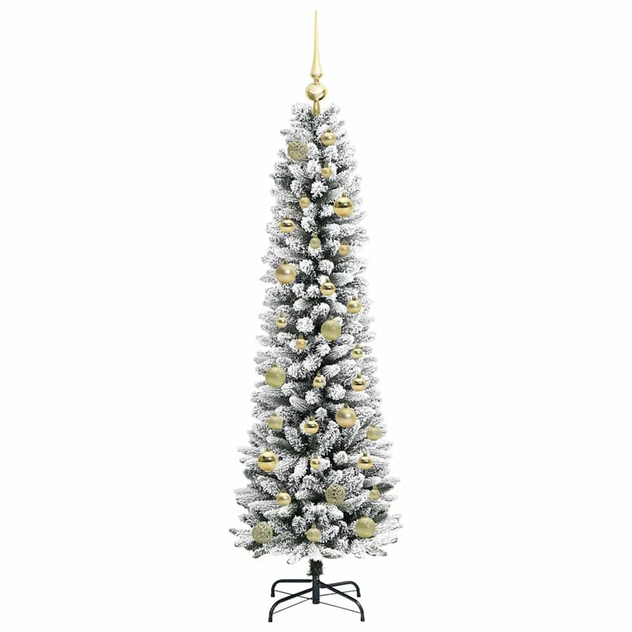 Kunstkerstboom Groen en wit 150 cm PVC en Metaal en Plastic