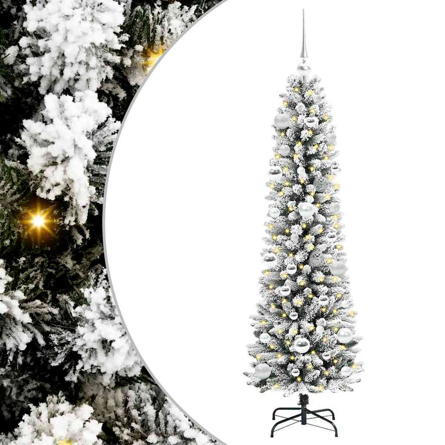 Kunstkerstboom Groen en wit 150 cm PVC en Metaal en Plastic