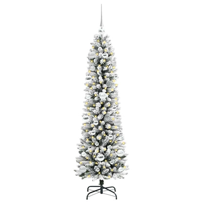 Kunstkerstboom Groen en wit 150 cm PVC en Metaal en Plastic