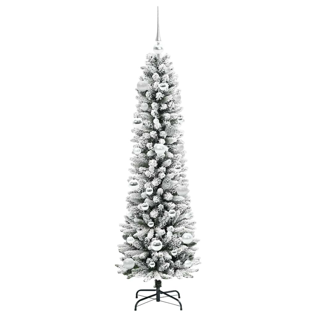 Kunstkerstboom Groen en wit 150 cm PVC en Metaal en Plastic