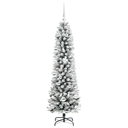 Kunstkerstboom Groen en wit 150 cm PVC en Metaal en Plastic