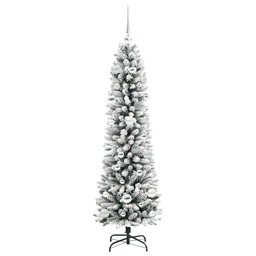 Kunstkerstboom Groen en wit 150 cm PVC en Metaal en Plastic